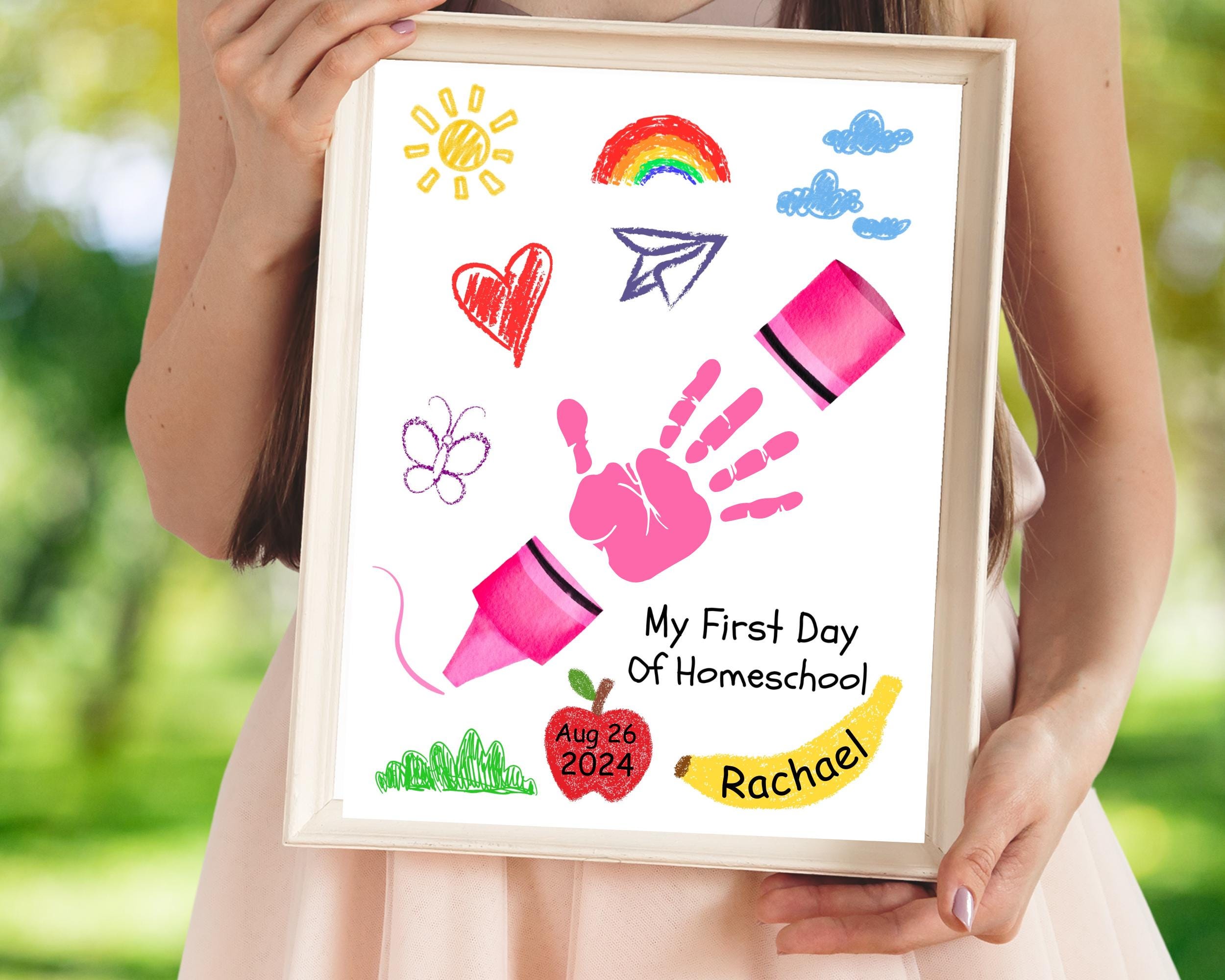 First Day of Homeschool Handprint Craft, Back to School Printable Sign ...