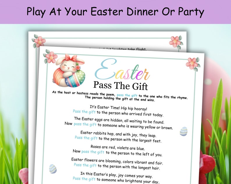 Easter Game, Pass The Gift Game, Easter Party Games, Printable Easter Activities, Pass The Parcel, Easter Group Game, Easter Family Games image 2