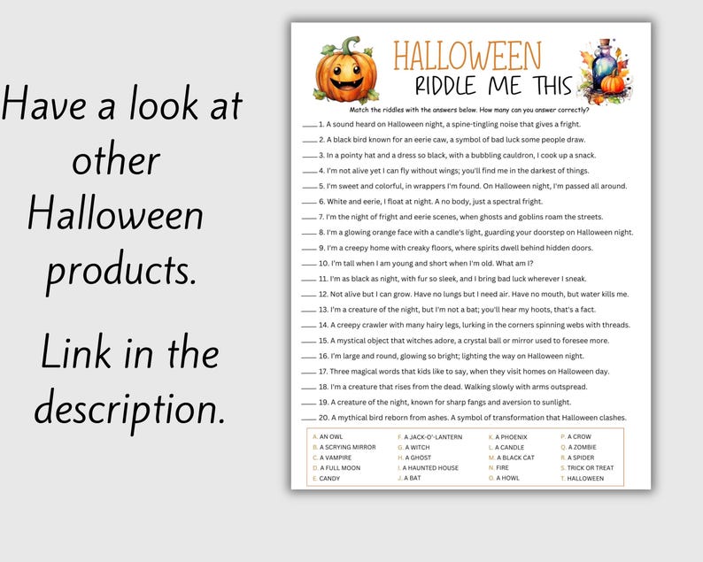 Halloween Candy Match Game, Halloween Trivia, Halloween Party Games Printable, Halloween Game For Kids Teens Adult, Halloween Quiz Classroom image 9
