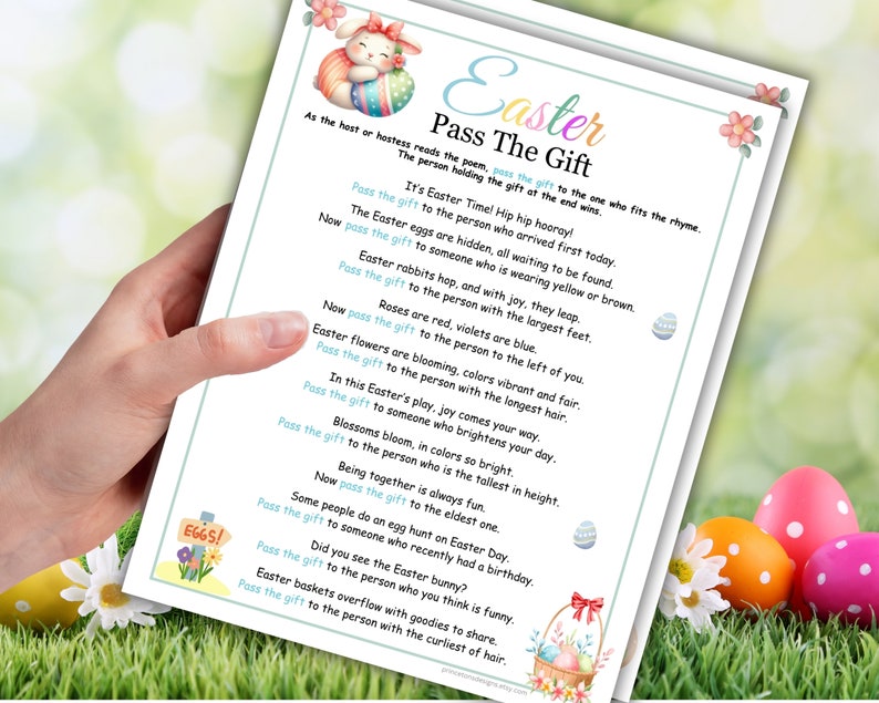 Easter Game, Pass The Gift Game, Easter Party Games, Printable Easter Activities, Pass The Parcel, Easter Group Game, Easter Family Games image 8