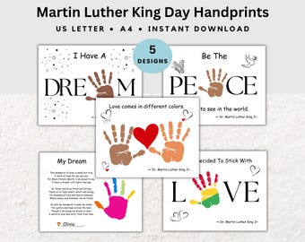 Martin Luther King Jr-dagens handavtryckspyssel, MLK-dagens konst, Black History Month-handavtryck, utskrivbar mångfaldsaktivitet för barn i klassrummet