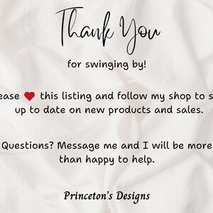 May include: Thank You for swinging by! Please ❤️ this listing and follow my shop to stay up to date on new products and sales. Questions? Message me and I will be more than happy to help. Princeton's Designs