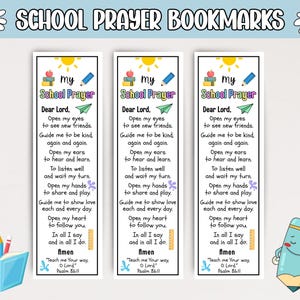 First Day Of School Prayer Bookmark, Back To School Backpack Blessing, Sunday School Gift For Kids, Christian Homeschool Bible Prayer Card