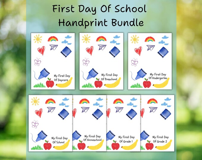 Back to School Handprint Art Bundle, First Day of School Handprint ...