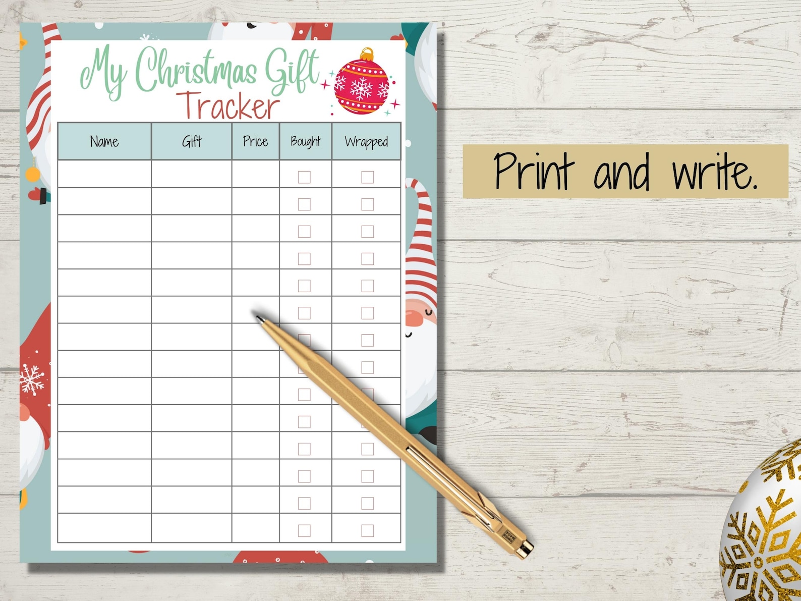 Christmas Gift Tracker Printable Christmas Gift List Printable Holiday ...