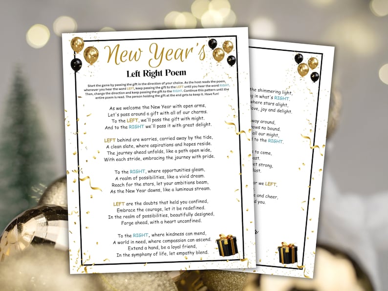 New Year Left Right Game, New Years Eve Party Games, New Year Game ...