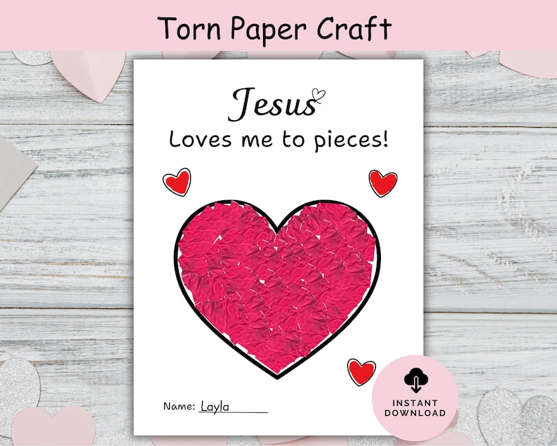 Christian Valentine's Day Craft Jesus Loves Me to Pieces, Printable ...