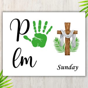 Palm Sunday Handprint Craft, Printable Easter Activity, Easter Story Sunday School Bible Lesson For Kids Ministry, Holy Week Craft Keepsake