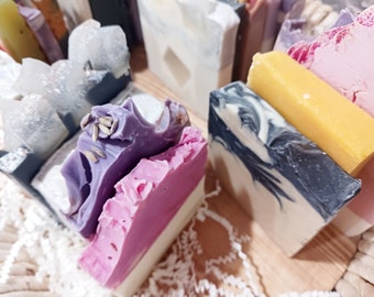 Random Soaps in Bundles of 10+ oz| Handmade artisan soap sample size bars | soap bundles