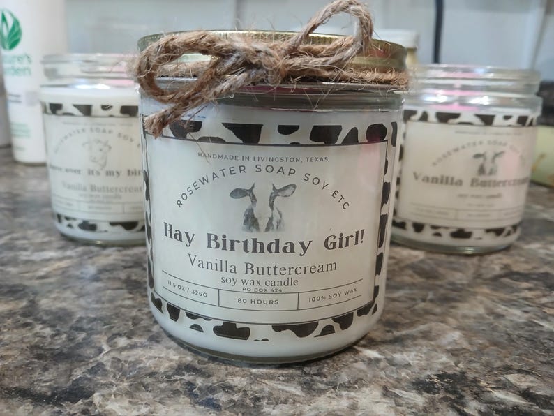Cow print gift 100% natural soy wax candles, cow candle, cow lover gift, large candle, 80 hour burn time candles, birthday candle gift zdjęcie 13