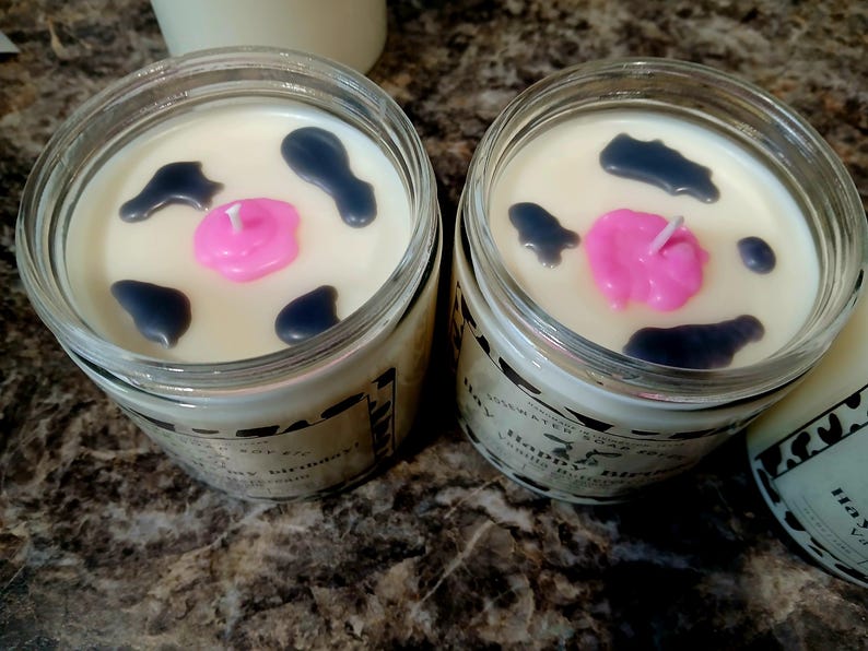 Cow print gift 100% natural soy wax candles, cow candle, cow lover gift, large candle, 80 hour burn time candles, birthday candle gift zdjęcie 10