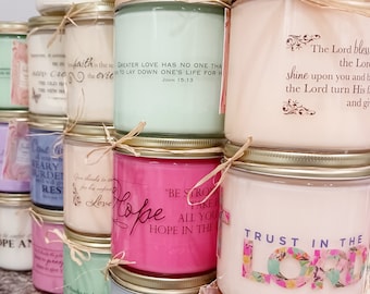 Bible Verse Soy Wax Candle: Personalized Christian Gift