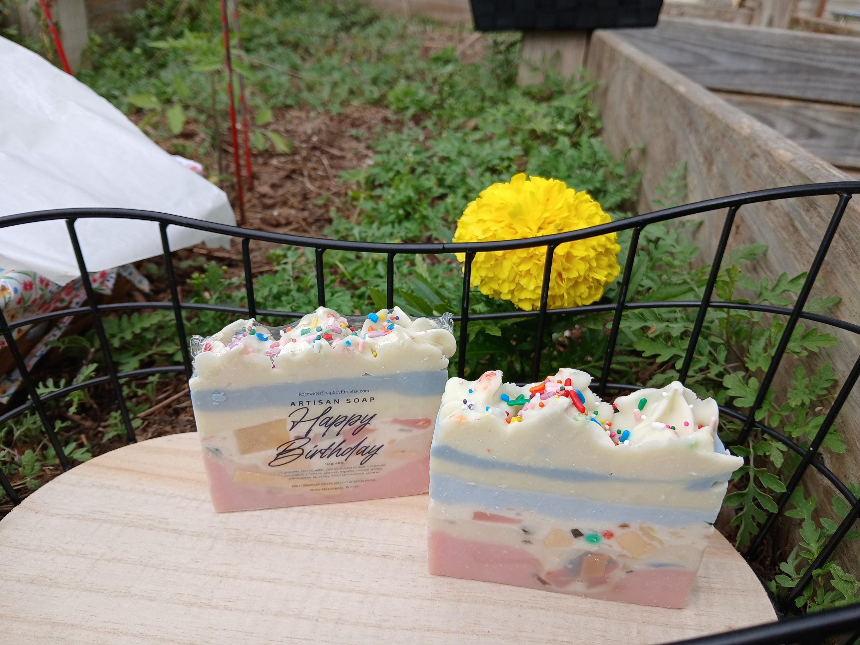 Birthday cake inspired soap