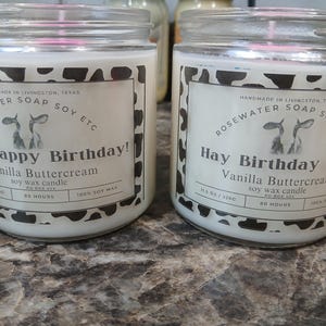 Cow print gift 100% natural soy wax candles, cow candle, cow lover gift, large candle, 80 hour burn time candles, birthday candle gift zdjęcie 12