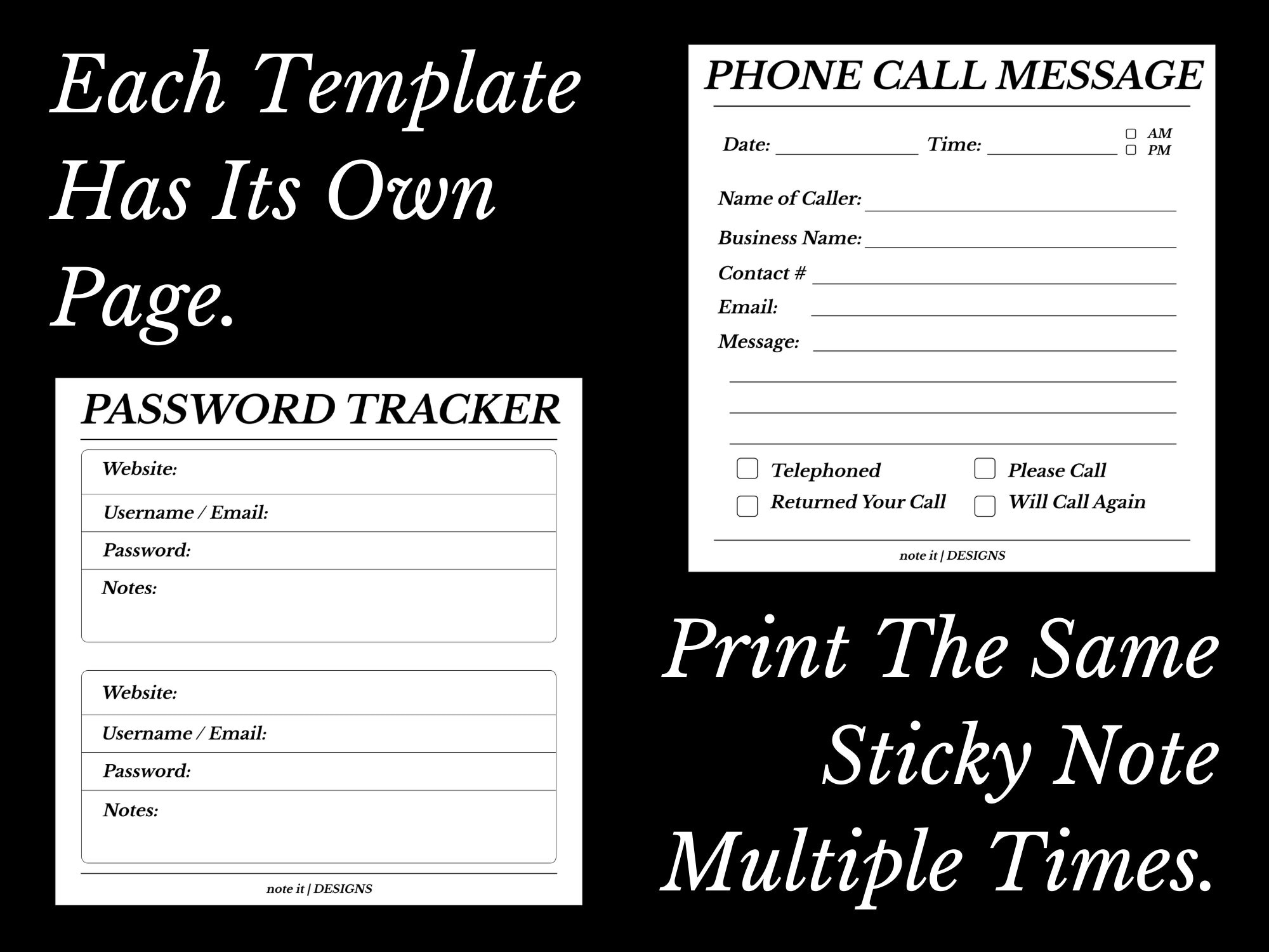 Business Sticky Note Bundle | Printable Sticky Note Minimalist ...