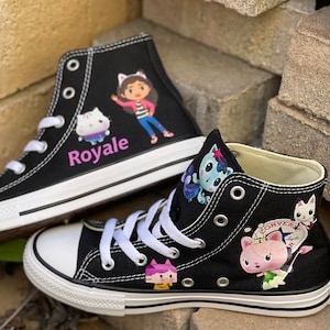 Custom Converse Shoes Hightop Black Please Read our Return Policy below " No return or exchange if the size does not if"