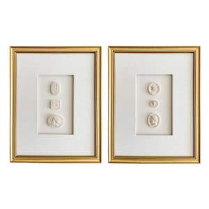 Lot de 2 tailles-douces - Tailles-douces européennes - Art encadré Shadowbox en lin belge