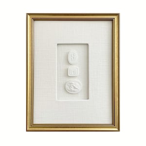 Intaglios No. 5 White - European Intaglios - Linen Shadowbox Framed Art
