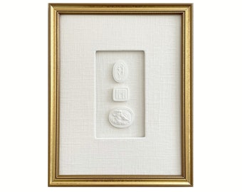 Intaglios No. 5 White - European Intaglios - Linen Shadowbox Framed Art