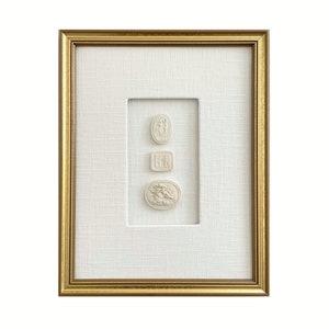 Intaglios No. 5 Ivory - European Intaglios - Linen Shadowbox Framed Art