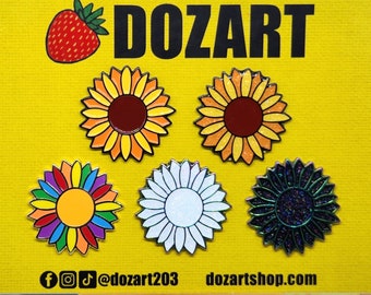 Marcador magnético de bola de golf de girasol DISC POKER CHIP Girasoles Girasoles Rainbow Glitter Joyería Flores Oro amarillo Accesorio de golf