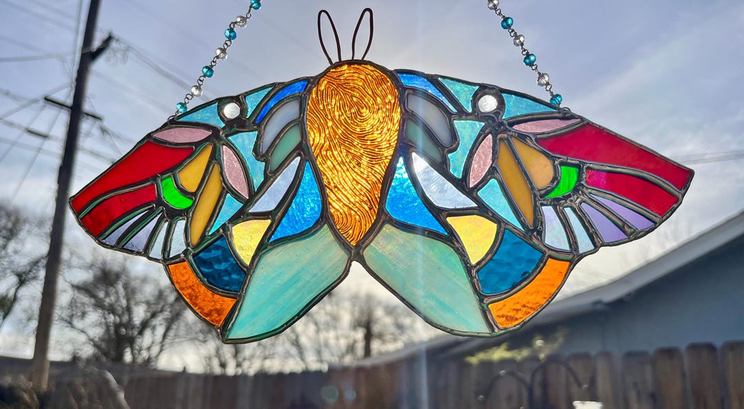 Stained Glass Moth Suncatcher - Etsy