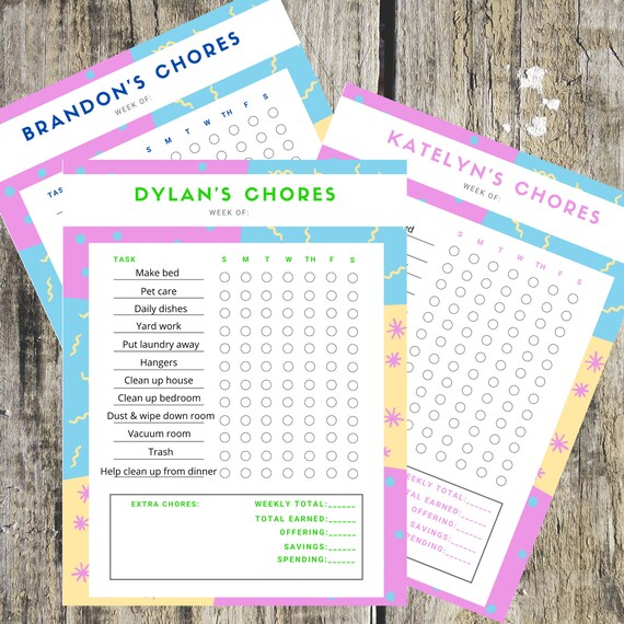 PRINTABLE Kids Chore Chart | Etsy