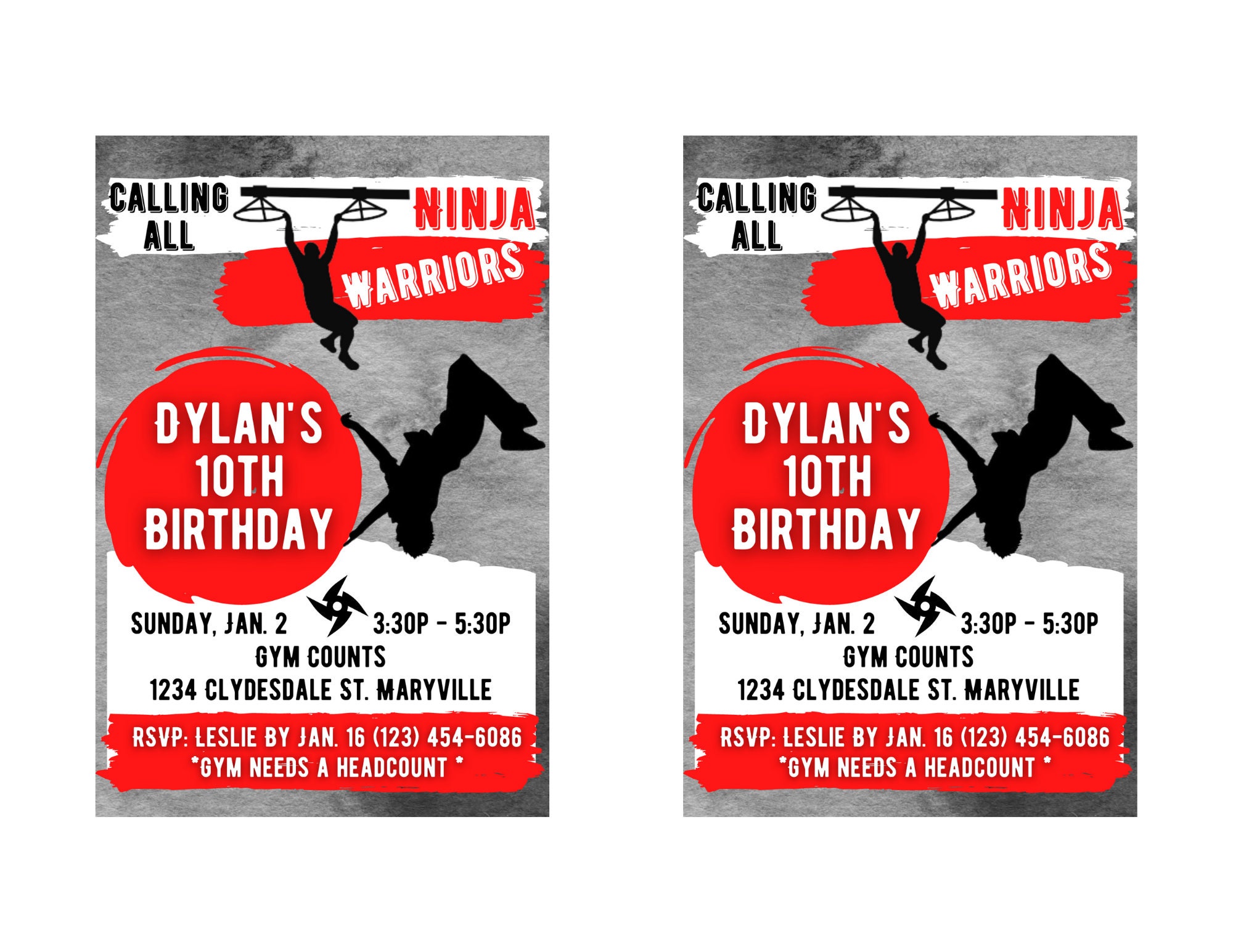 PRINTABLE Ninja Warrior Party Invitations - Etsy