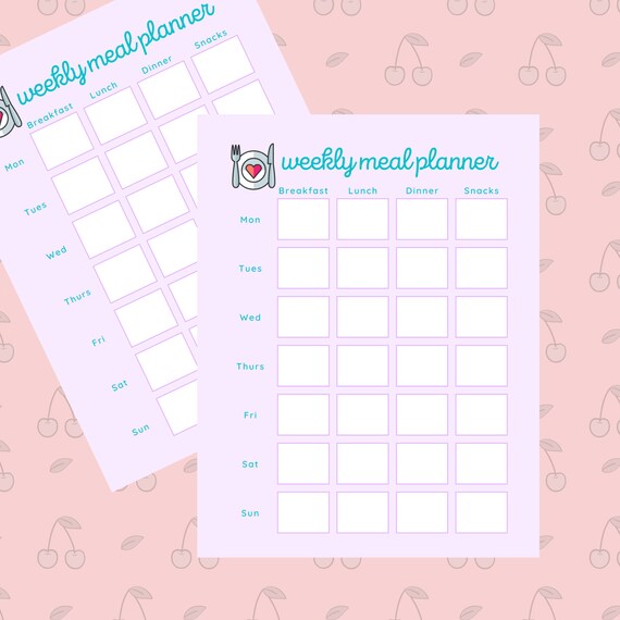 PRINTABLE Weekly Meal Planner | Etsy