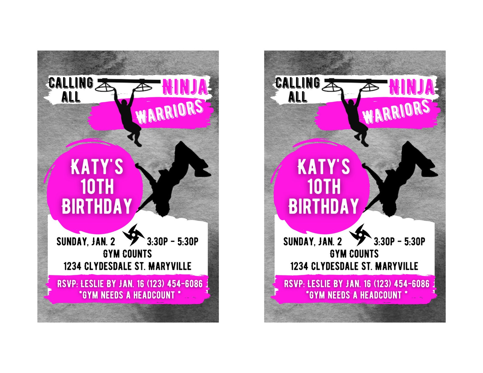 PRINTABLE Ninja Warrior Party Invitations - Etsy