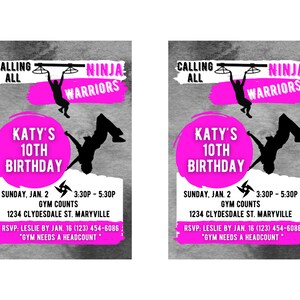 PRINTABLE Ninja Warrior Party Invitations - Etsy