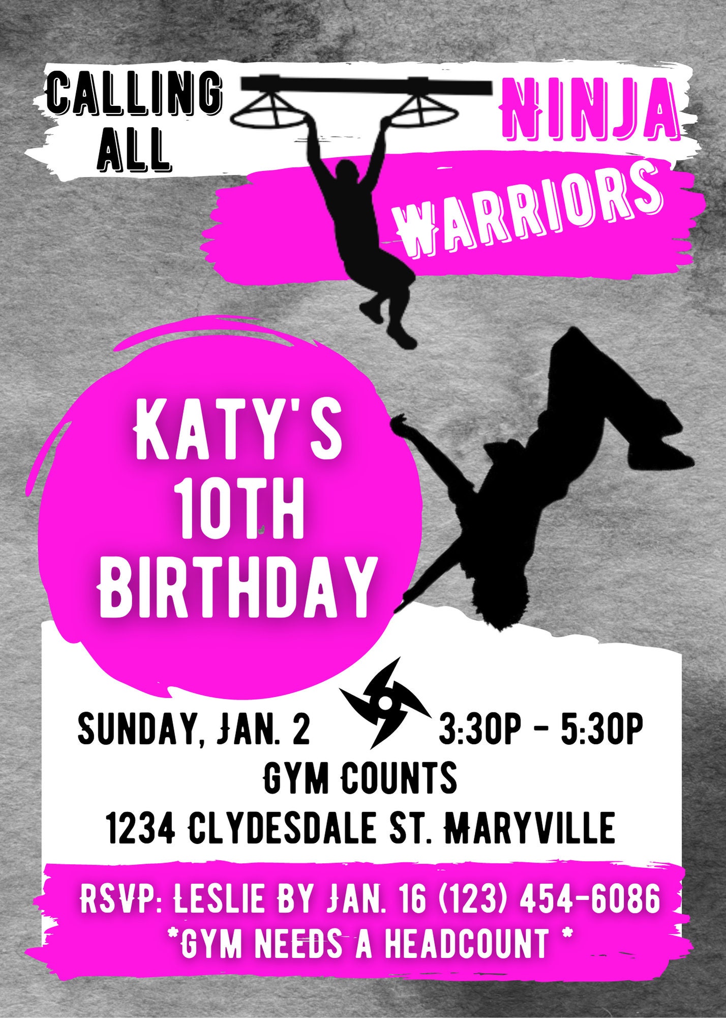 PRINTABLE Ninja Warrior Party Invitations - Etsy