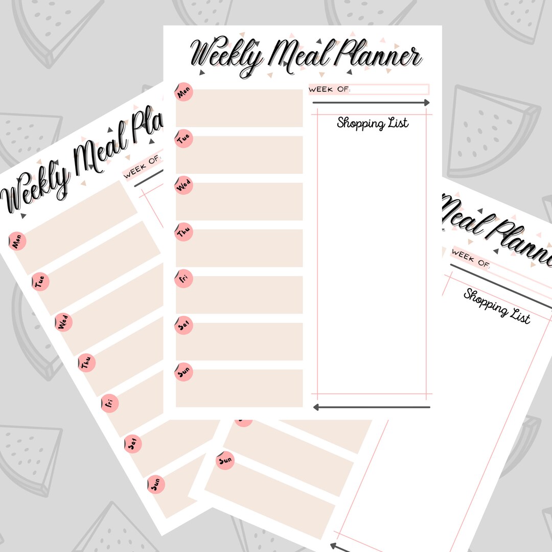 PRINTABLE Weekly Meal Planner - Etsy