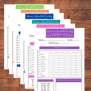 Boleta de calificaciones de educación en el hogar imprimible
