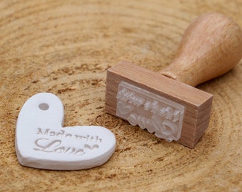 Made with Love pottery stamp. Made with Love ceramic stamp. Stamp for ceramic pottery. Made with Love Pottery stamp