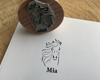 Personalized Horse stamp. First Name and Horse ink stamp. Large customizable Horse birthday stamp. ExLibris stamp