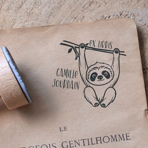 Tampon Paresseux personnalisé. Tampon à encre Prénom et Paresseux. Grand tampon personnalisable pour anniversaire. Tampon Ex Libris