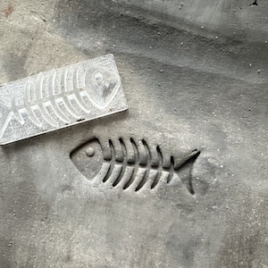 Tampon poterie poisson. Tampon pour céramique arêtes de poisson. Tampon pour poterie céramique.