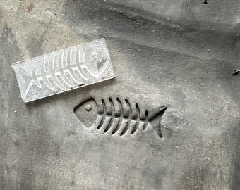 Fish pottery stamp. Fishbone ceramic stamp. Stamp for ceramic pottery.