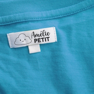 Tampon Textile personnalisé Nuage. Tampon à encre Prénom pour tissus. Tampon textile personnalisable pour école. Tampon tissus