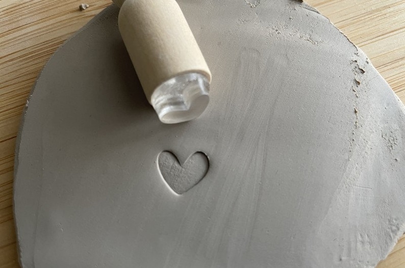 Heart pottery stamp. Heart ceramic stamp. Stamp for ceramic pottery. image 1