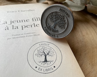 Personalisierter Baumstempel. Ex Libris-Tintenstempel „Baum des Lebens“. Großer anpassbarer Baumstempel. Ex-Libris-Stempel. Buchstempel