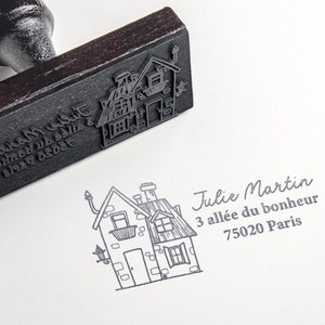 Personalized House Address stamp. Customizable ink stamp Address. Wooden handle stamp Personalized address Manche en bois