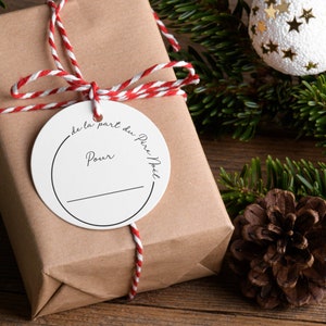 Tampon étiquette Cadeau Père Noël. Tampon à encre Noël. Tampon pour Noël - Tampon pour cadeaux de noël - Couronne de Houx. Christmas stamp
