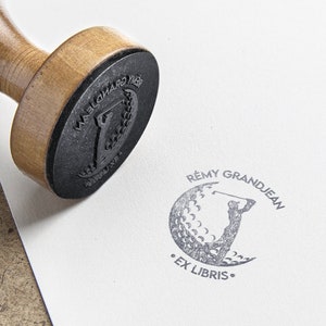 Tampon Ex Libris personnalisé Golf. Tampon à encre Ex Libris Golf. Tampon pour livre Golf personnalisable.