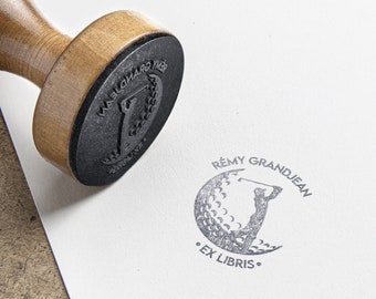 Personalized Golf Ex Libris stamp. Ex Libris Golf ink stamp. Customizable Golf book stamp.