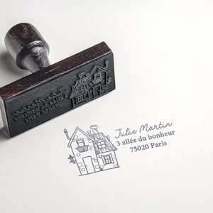 Personalisierter Hausadressenstempel. Anpassbarer Tintenstempel Adresse. Stempel mit Holzgriff. Personalisierte Adresse Bild 3