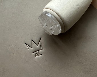 Personalized pottery stamp Crown and initials. Initials ceramic stamp. Customizable ceramic pottery stamp.