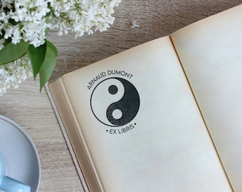 Timbro personalizzato Yin Yang Ex Libris. Nome e timbro a inchiostro asiatico. Timbro Yin Yang personalizzabile. Timbro Ex Libris. Timbro Yin Yang