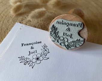 Personalized flower crown wedding stamp. Wedding customizable ink stamp. Customizable wedding invitation stamp.